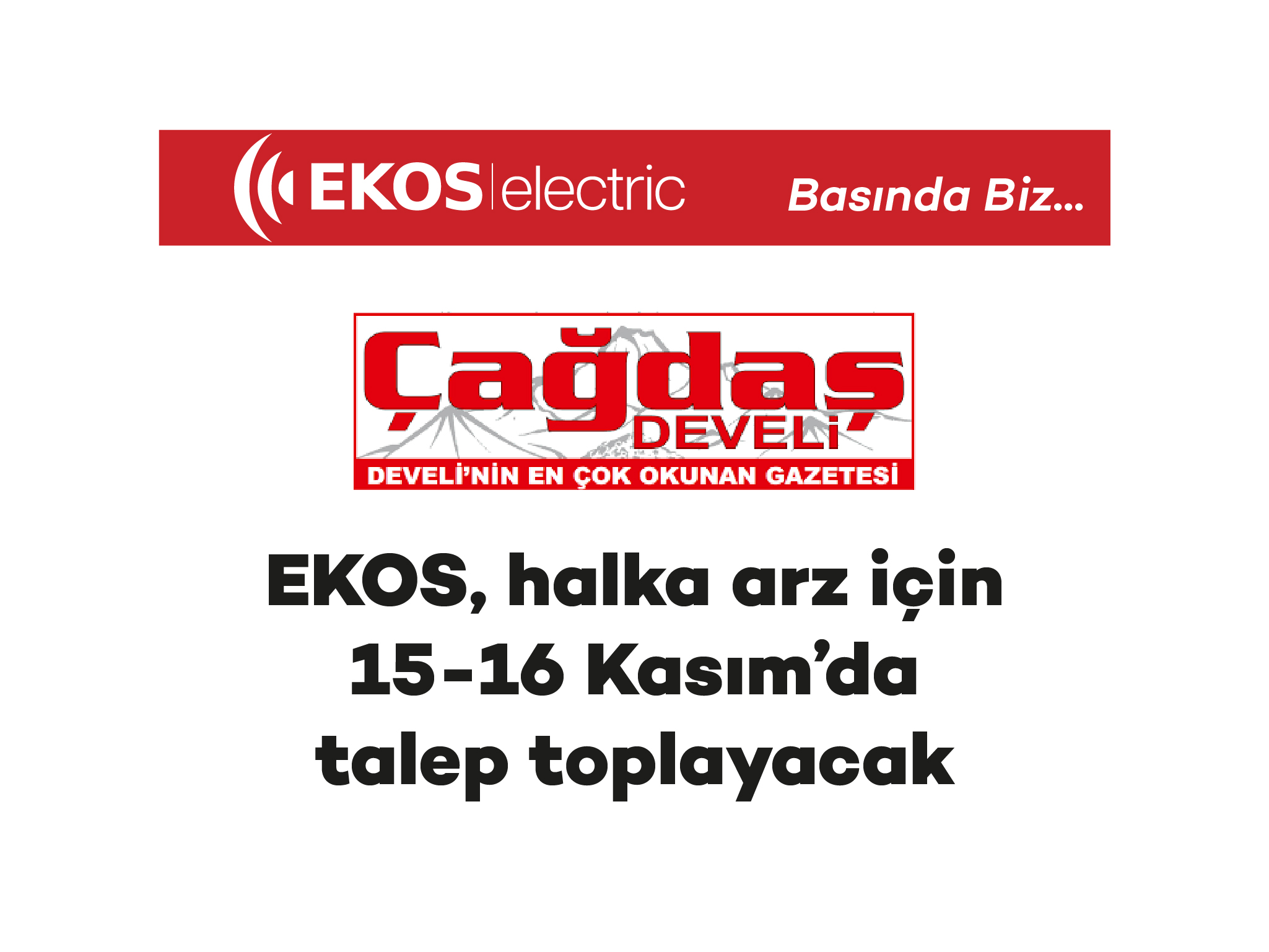 EKOS, halka arz için 15-16 de novembro’da talep toplayacak